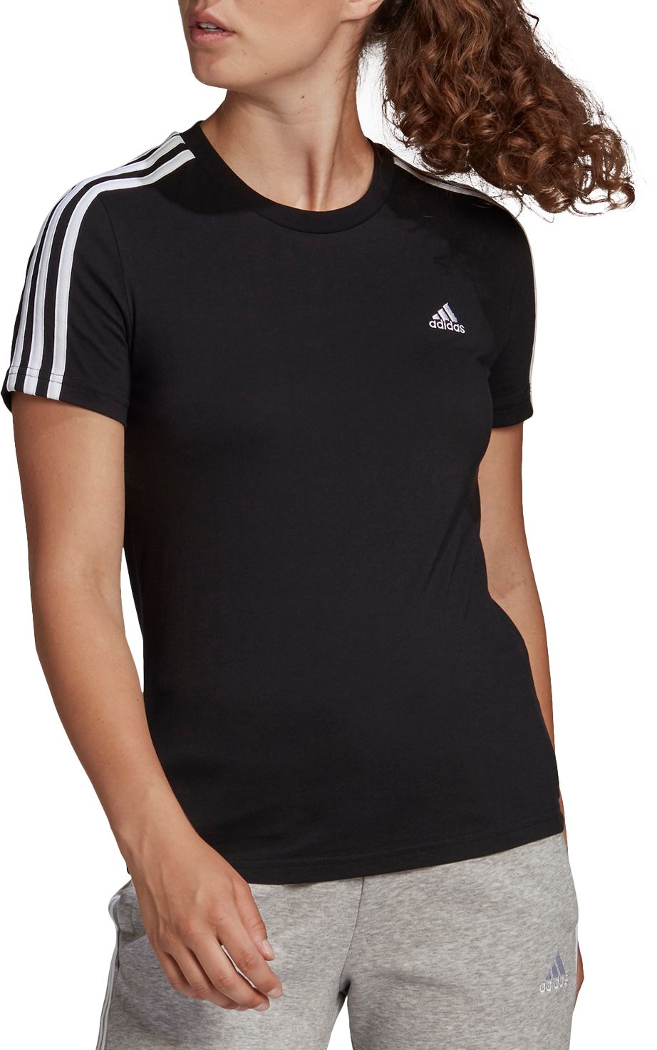 adidas mens essentials 3 stripes tee