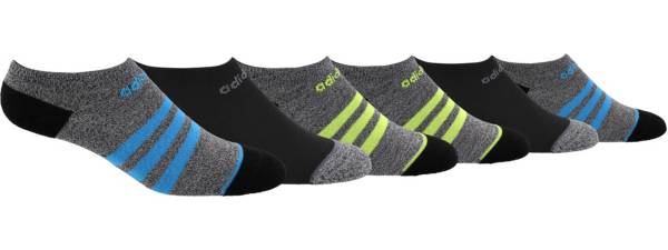 adidas Youth 3-Stripe No Show Socks - 6 Pack