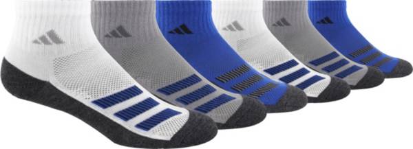 adidas Youth Cushioned Angle Stripe Quarter Socks – 6 Pack
