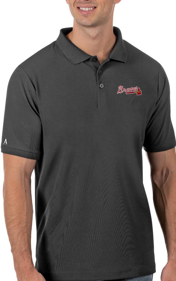 Antigua Men's Atlanta Braves Grey Pique Polo