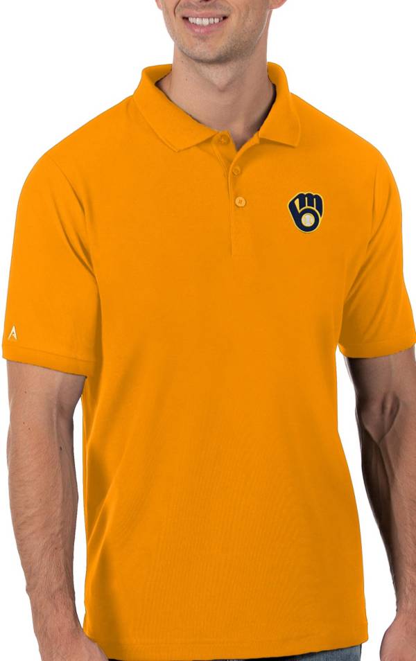 Antigua Men's Milwaukee Brewers Gold Legacy Polo