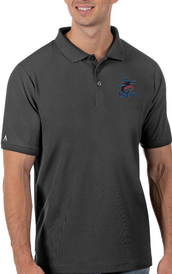 Antigua Men's Miami Marlins Gray Legacy Polo