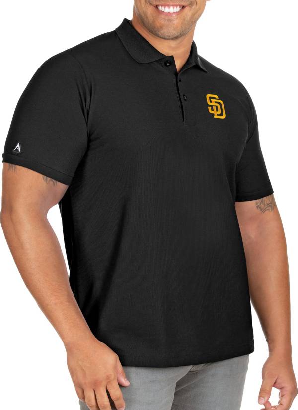 Antigua Men's Tall San Diego Padres Black Legacy Pique Polo