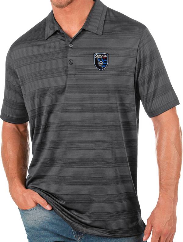 Antigua Men's San Jose Earthquakes Gray Compass Polo