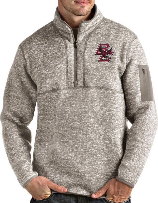 Antigua Men's Boston College Eagles Oatmeal Fortune Pullover Black Jacket