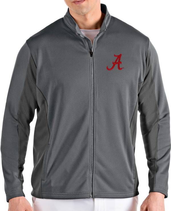 Antigua Men's Alabama Crimson Tide Grey Passage Full-Zip Jacket