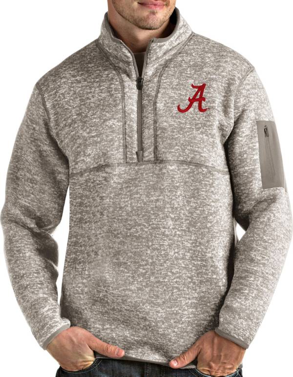 Antigua Men's Alabama Crimson Tide Oatmeal Fortune Pullover Black Jacket