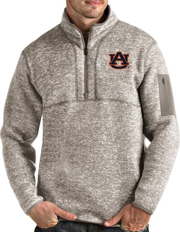 Antigua Men's Auburn Tigers Oatmeal Fortune Pullover Black Jacket