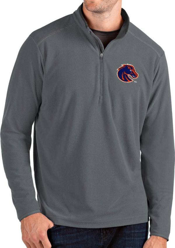 Antigua Men's Boise State Broncos Grey Glacier Quarter-Zip Shirt