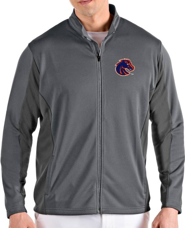 Antigua Men's Boise State Broncos Grey Passage Full-Zip Jacket