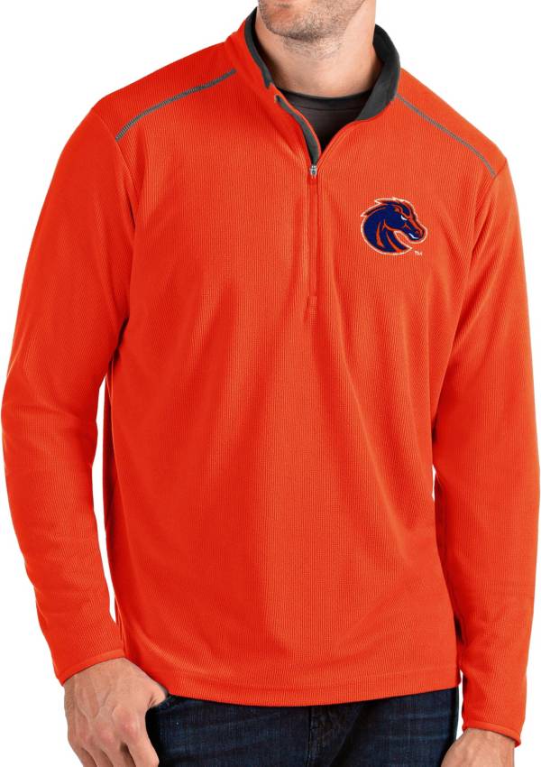 Antigua Men's Boise State Broncos Orange Glacier Quarter-Zip Shirt