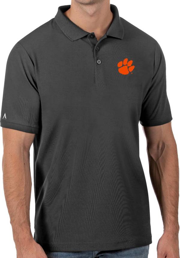 Antigua Men's Clemson Tigers Grey Legacy Pique Polo