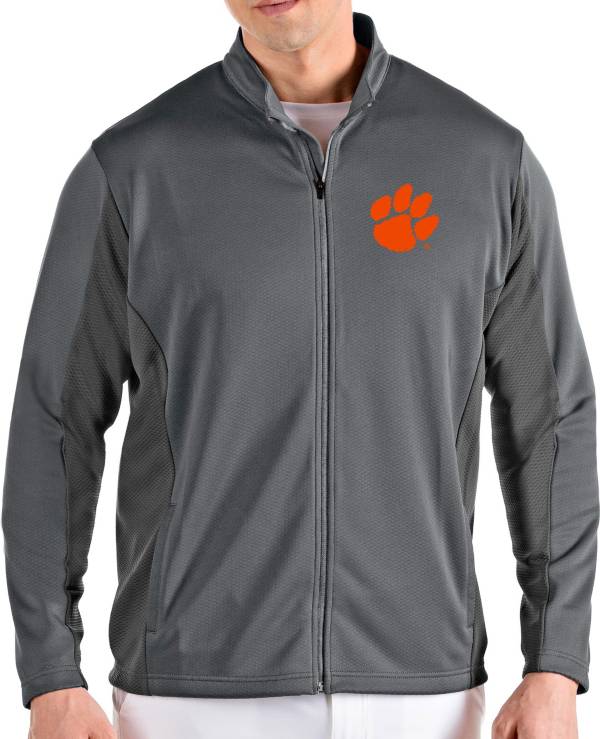 Antigua Men's Clemson Tigers Grey Passage Full-Zip Jacket