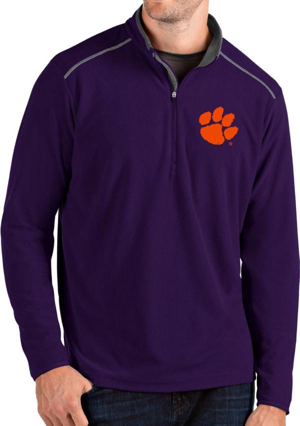 Antigua Men's Clemson Tigers Purple Glacier Quarter-Zip Shirt