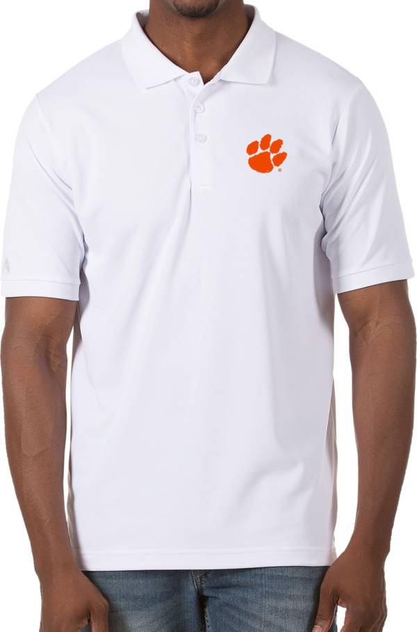 Antigua Men's Clemson Tigers Legacy Pique White Polo