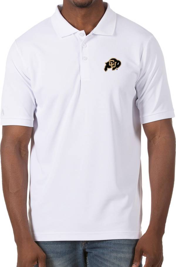 Antigua Men's Colorado Buffaloes Legacy Pique White Polo