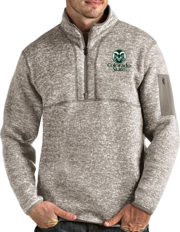 Antigua Men's Colorado State Rams Oatmeal Fortune Pullover Black Jacket