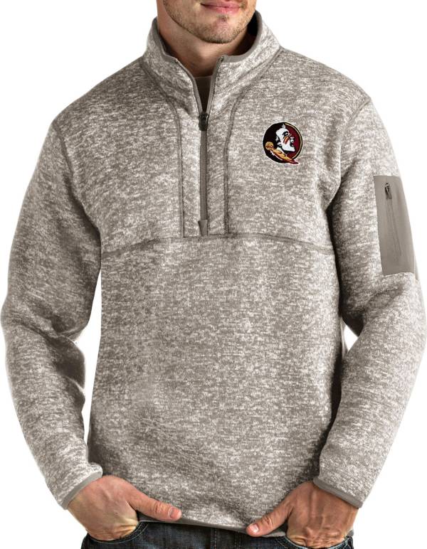 Antigua Men's Florida State Seminoles Oatmeal Fortune Pullover Black Jacket