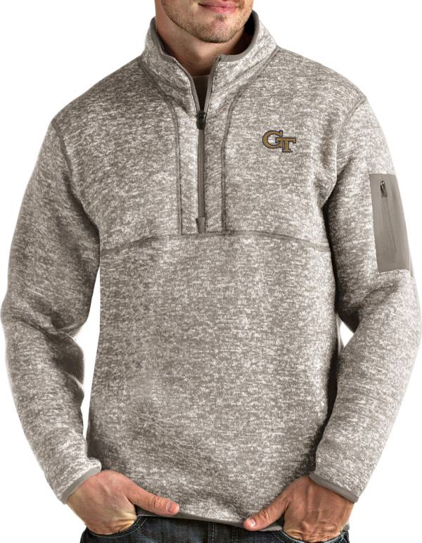 Antigua Men's Georgia Tech Yellow Jackets Oatmeal Fortune Pullover Black Jacket