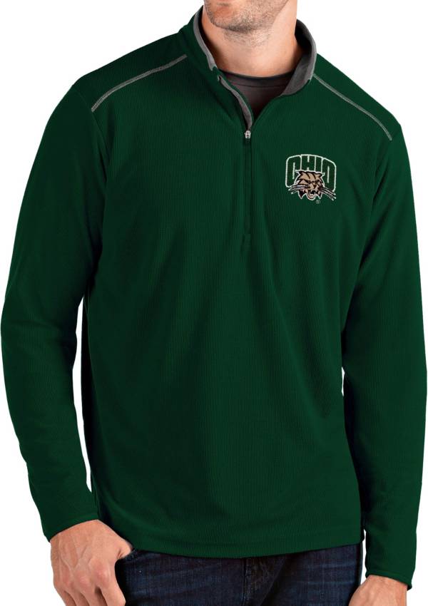 Antigua Men's Ohio Bobcats Green Glacier Quarter-Zip Shirt product image