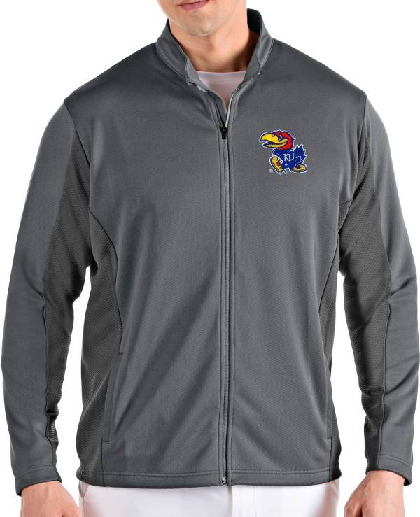 Antigua Men's Kansas Jayhawks Grey Passage Full-Zip Jacket