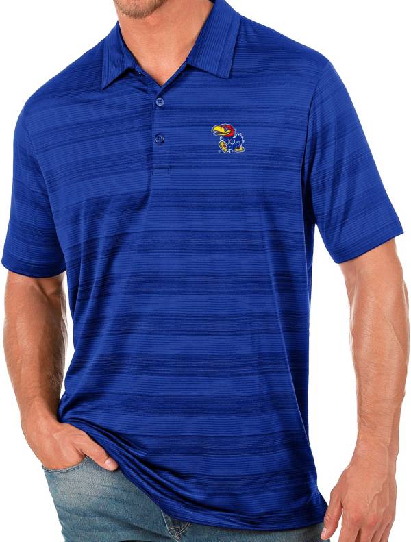 Antigua Men's Kansas Jayhawks Blue Compass Polo