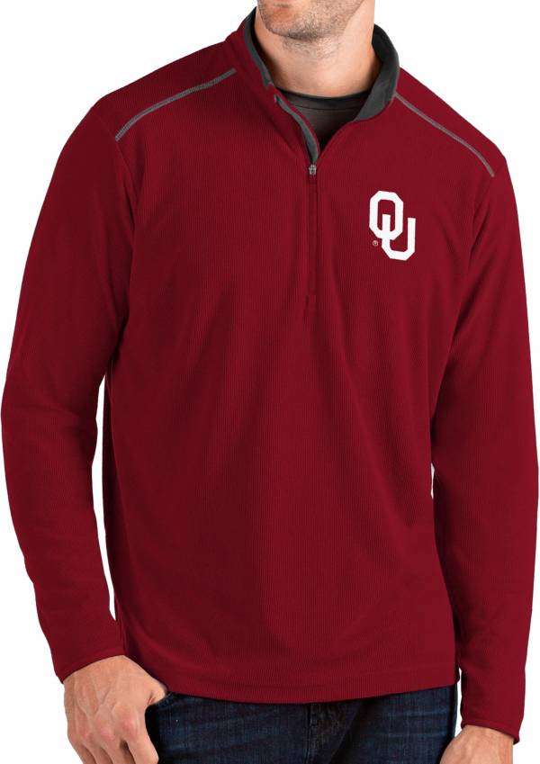 Antigua Men's Oklahoma Sooners Crimson Glacier Quarter-Zip Shirt