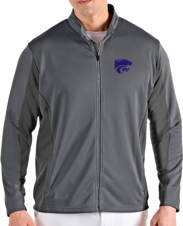 Antigua Men's Kansas State Wildcats Grey Passage Full-Zip Jacket