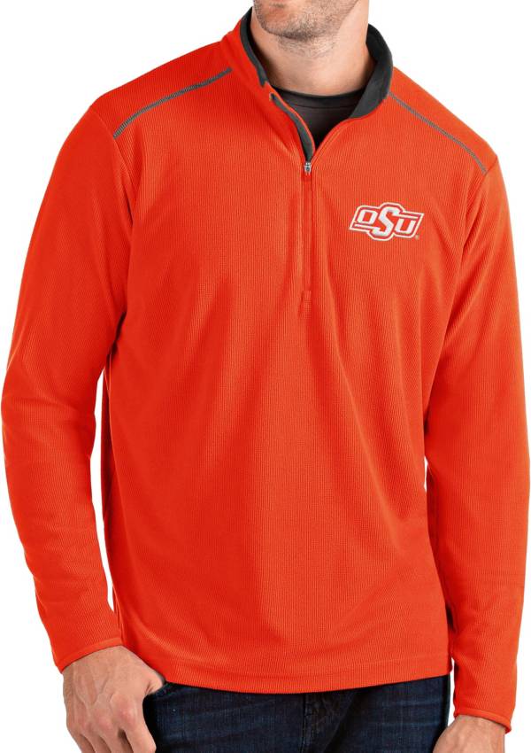 Antigua Men's Oklahoma State Cowboys Orange Glacier Quarter-Zip Shirt