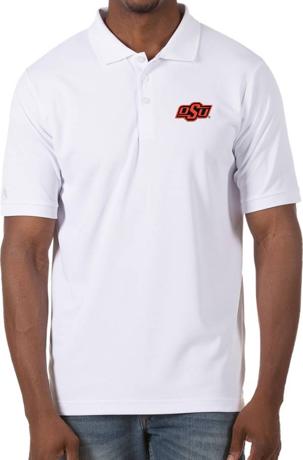 Antigua Men's Oklahoma State Cowboys Legacy Pique White Polo