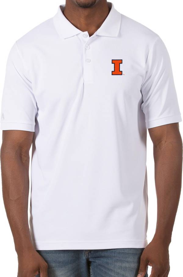 Antigua Men's Illinois Fighting Illini Legacy Pique White Polo