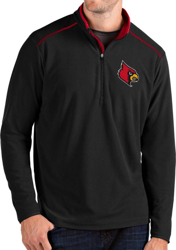 Antigua Men's Louisville Cardinals Glacier Quarter-Zip Black Shirt