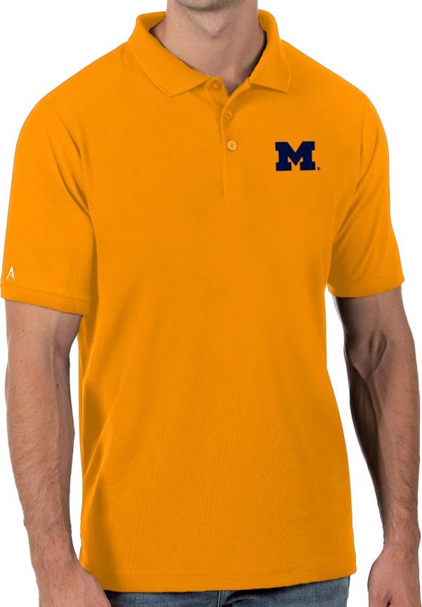 Antigua Men's Michigan Wolverines Maize Legacy Pique Polo product image