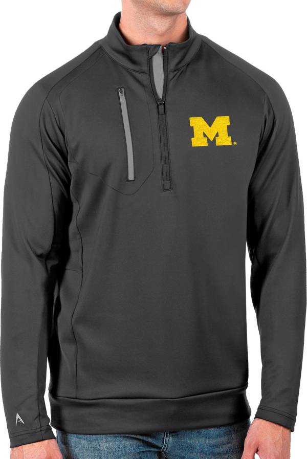 Antigua Men's Michigan Wolverines Grey Generation Half-Zip Pullover Shirt