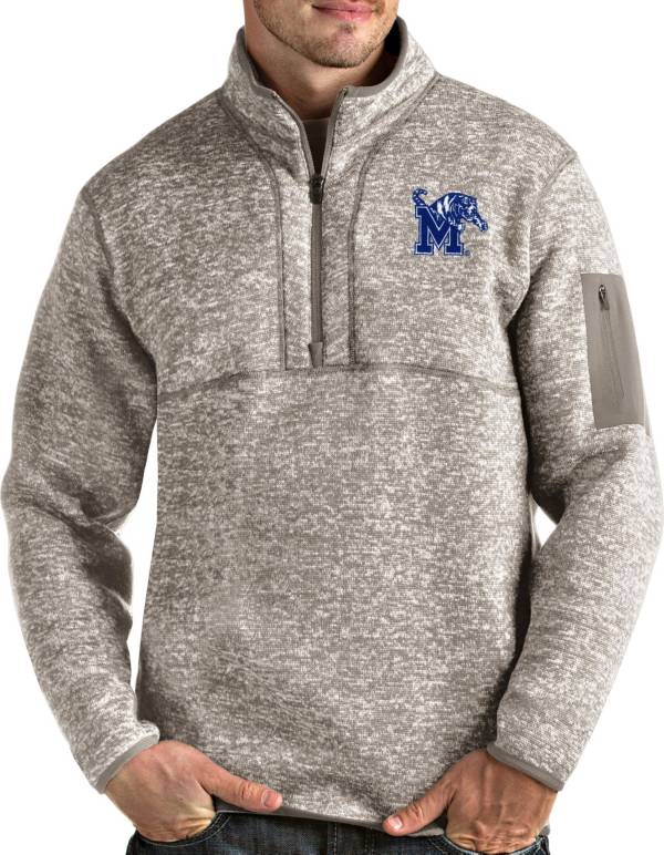 Antigua Men's Memphis Tigers Oatmeal Fortune Pullover Black Jacket product image