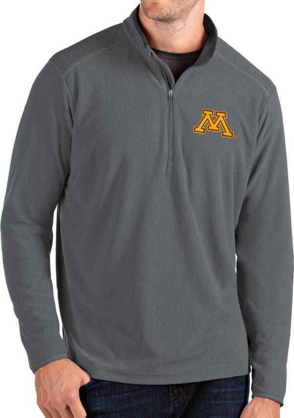 Antigua Men's Minnesota Golden Gophers Grey Glacier Quarter-Zip Shirt