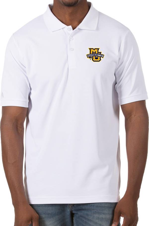 Antigua Men's Marquette Golden Eagles Legacy Pique White Polo