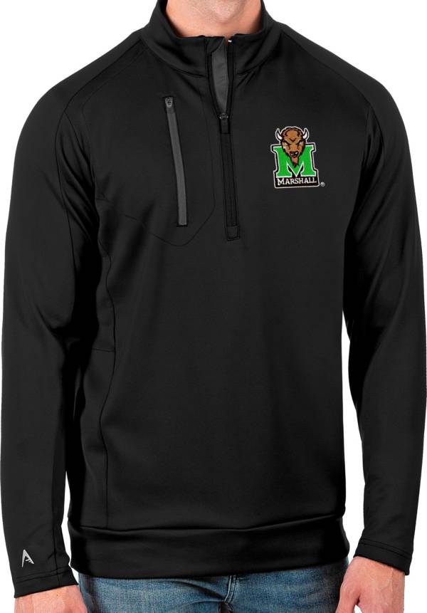 Antigua Men's Marshall Thundering Herd Black Generation Half-Zip Pullover Shirt