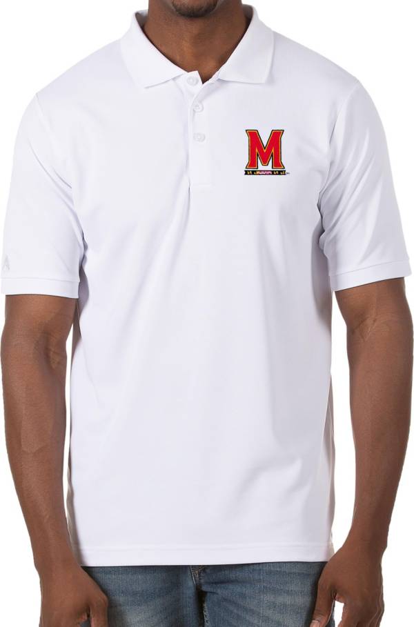 Antigua Men's Maryland Terrapins Legacy Pique White Polo