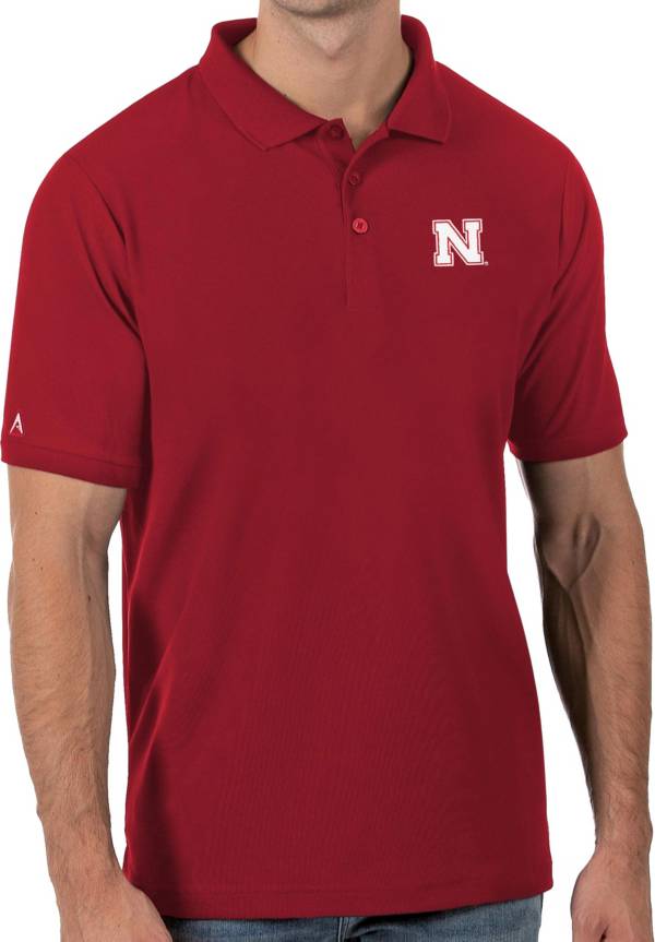 Antigua Men's Nebraska Cornhuskers Scarlet Legacy Pique Polo