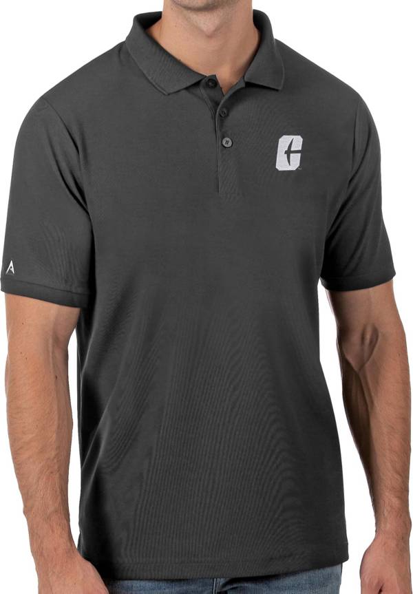 Antigua Men's Charlotte 49ers Grey Legacy Pique Polo product image