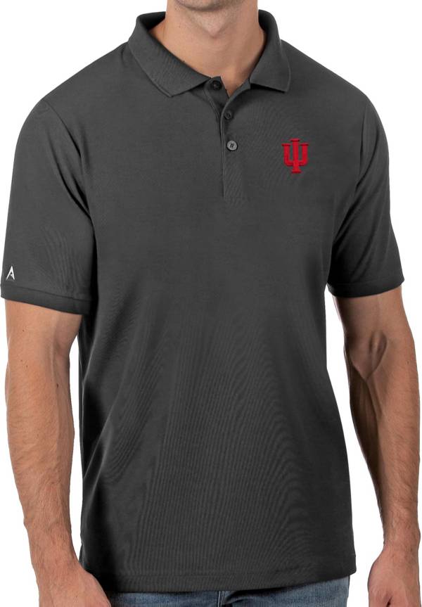 Antigua Men's Indiana Hoosiers Grey Legacy Pique Polo product image