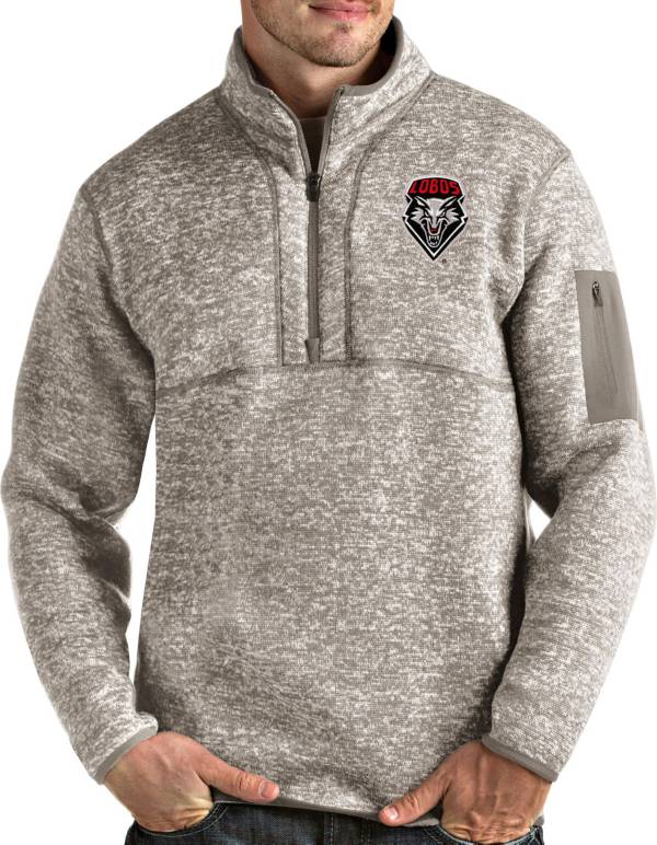 Antigua Men's New Mexico Lobos Oatmeal Fortune Pullover Black Jacket