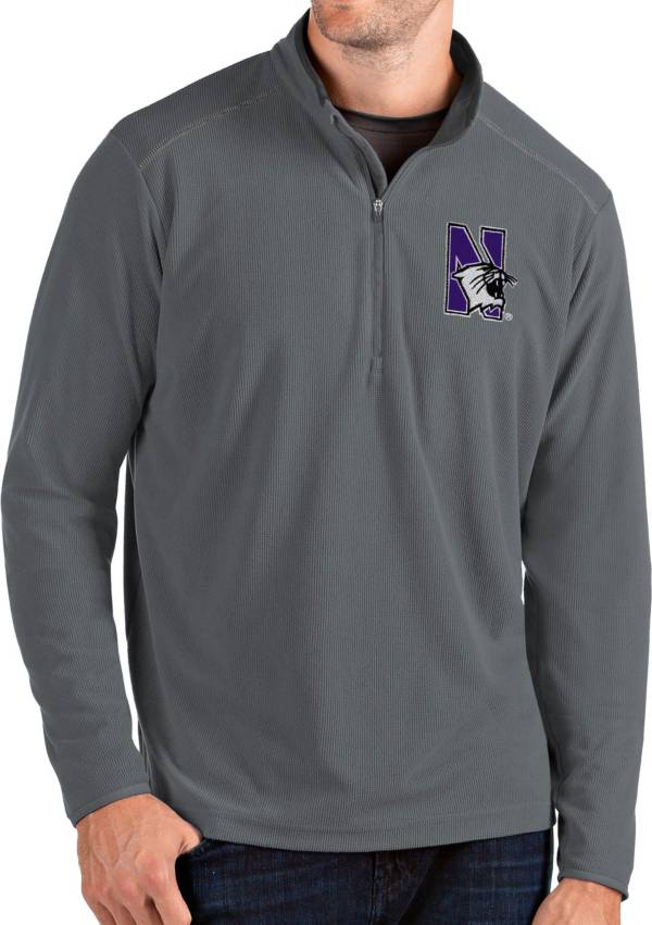 Antigua Men's Northwestern Wildcats Grey Glacier Quarter-Zip Shirt