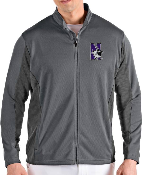 Antigua Men's Northwestern Wildcats Grey Passage Full-Zip Jacket