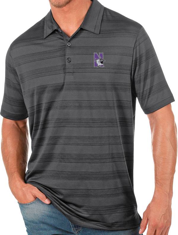 Antigua Men's Northwestern Wildcats Grey Compass Polo