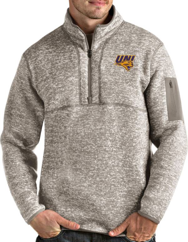 Antigua Men's Northern Iowa Panthers  Oatmeal Fortune Pullover Black Jacket product image