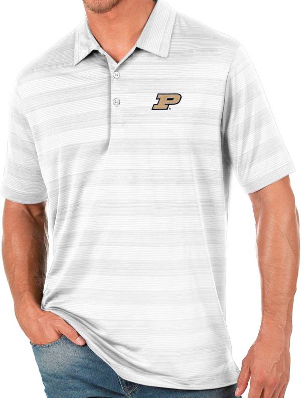 Antigua Men's Purdue Boilermakers White Compass Polo