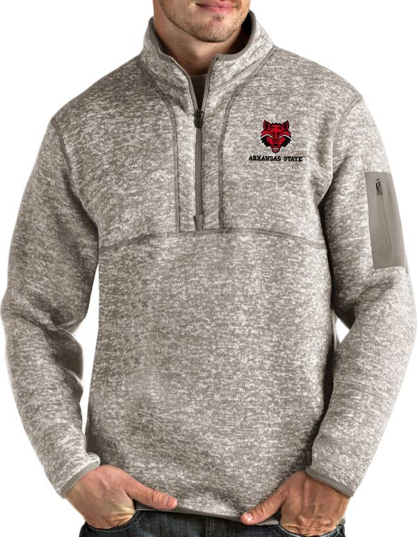 Antigua Men's Arkansas State Red Wolves Oatmeal Fortune Pullover Black Jacket