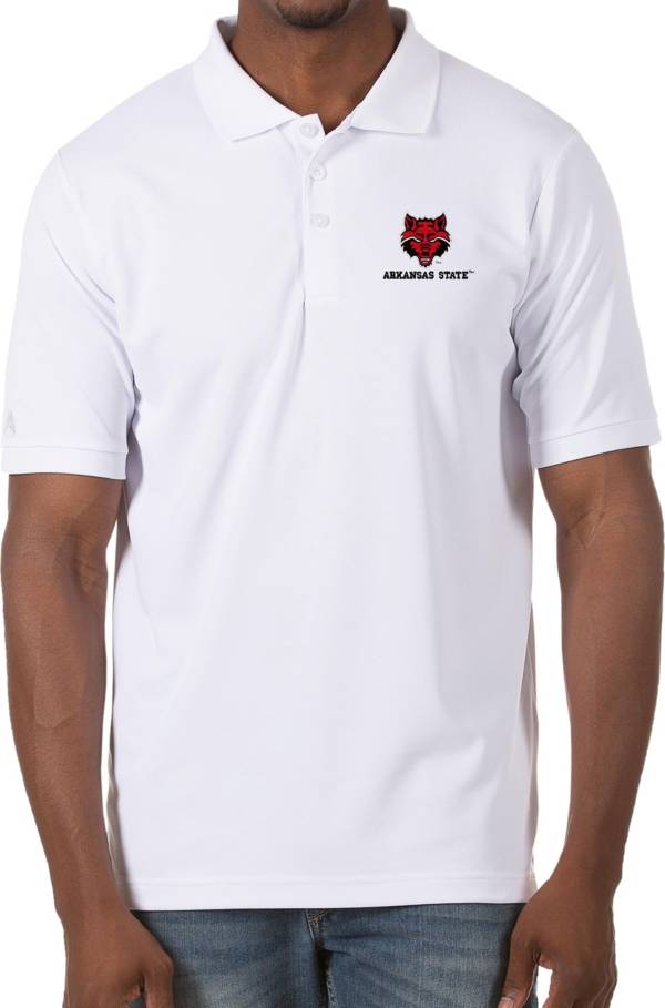 Antigua Men's Arkansas State Red Wolves Legacy Pique White Polo